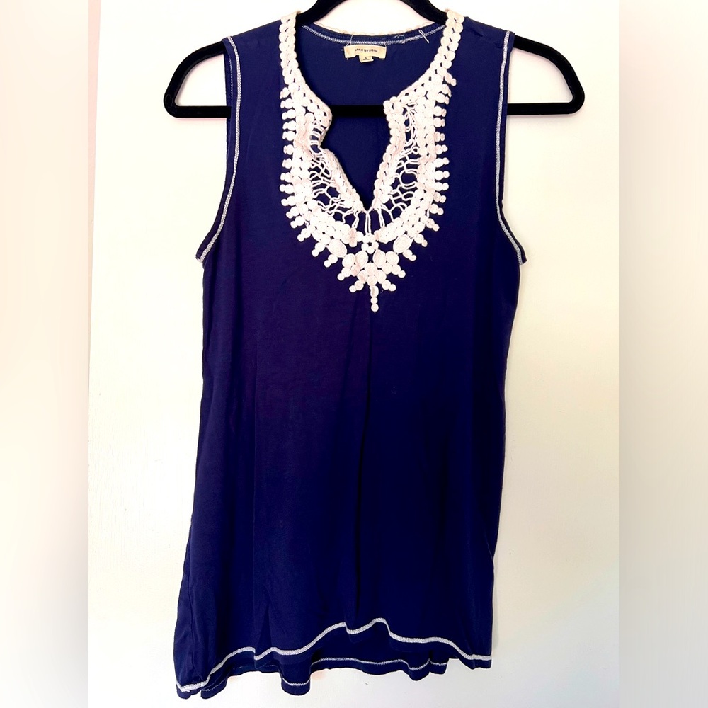 Max Studio Crochet Trim Sleeveless Top